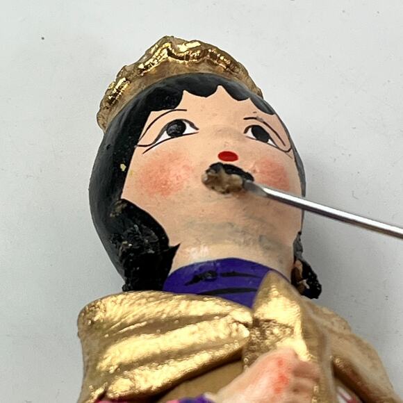 Mexican Large 13pc Handmade Clay Nativity Set Folk Art Purple Painted Peruvian - Picture 11 of 16